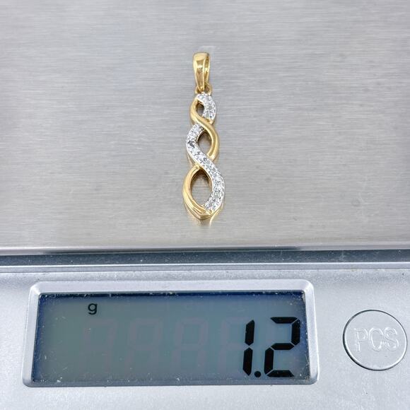 Ross-Simons Gold Plated Sterling Silver Infinity Pendant | Diamond Accent - Picture 7 of 7